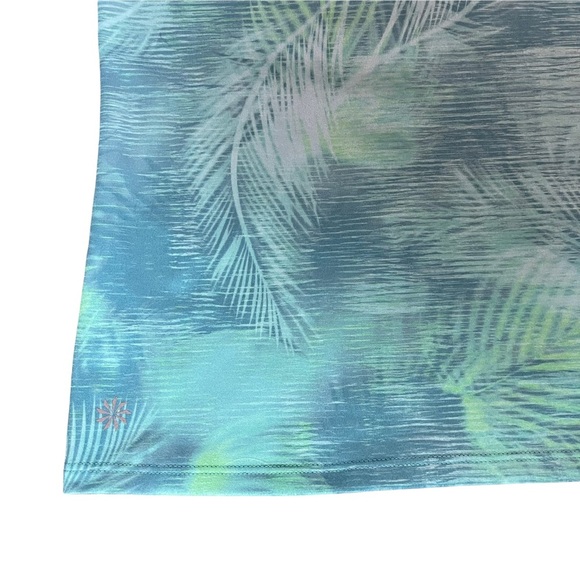 Athleta Girl Tank Top  L 12 Green Leafs TroPical Mesh Build In Bra Stretch. - Picture 4 of 6